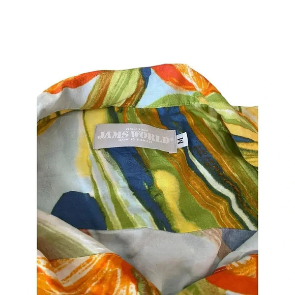 Jams World Sunburst Floral Short Sleeve Button Up Hawaiian Shirt Size M - Picture 3 of 3